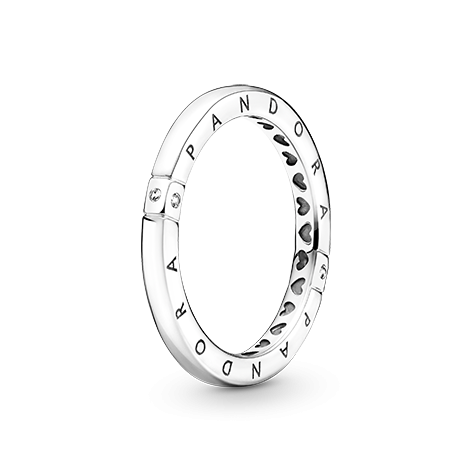 PANDORA  Anello Logo Pandora e Cuori