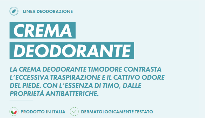 Timodore crema deodorante 48h ad azione antisudore con protezione antibatterica 50ml