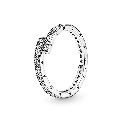 PANDORA  Anello Scintillante Logo Pandora e Cuori