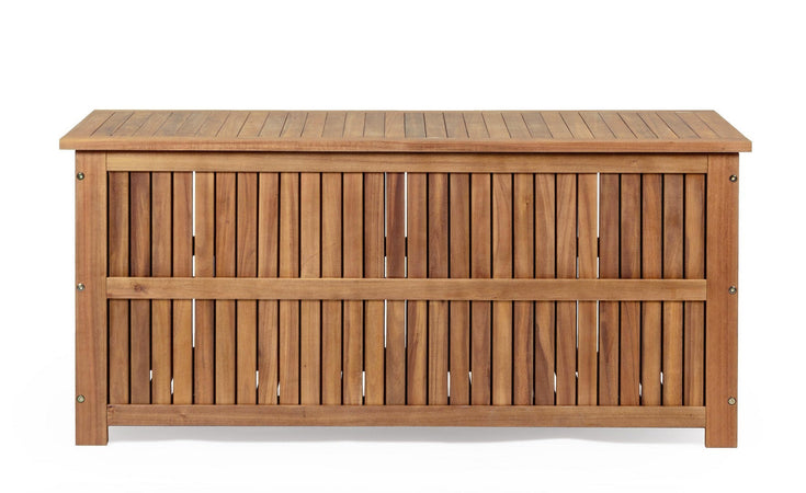 Baule contenitore "Noemi" porta cuscini in legno di acacia con finitura ad olio da 130 cm