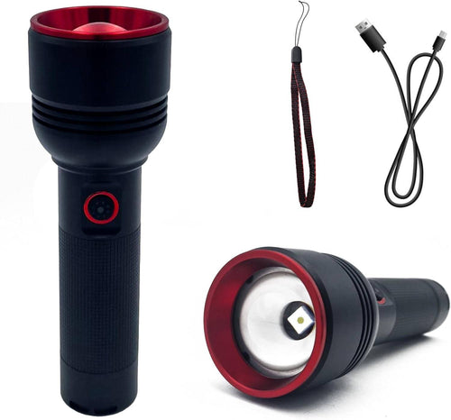 Torcia A Led Professionale Ricaricabile Potente Luce Zoom Fino A 500mt Powerbank