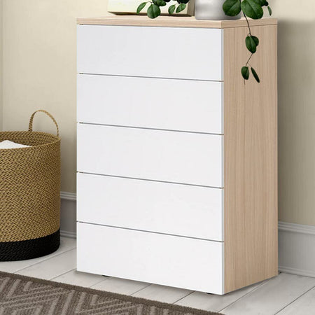 Cassettiera 5 Cassetti Multiuso Settimino Moderno Salvaspazio in Legno Mdf 61x40H110cm