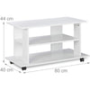 Mobile TV in Legno MDF con Ruote e 2 Ripiani Porta Televisore Moderno 80x40x45 cm Bianco