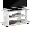 Mobile TV in Legno MDF con Ruote e 2 Ripiani Porta Televisore Moderno 80x40x45 cm Bianco