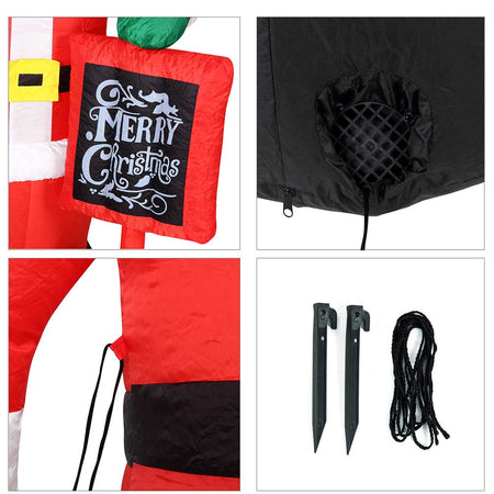 Gonfiabile Babbo Natale 174cm con LED per Esterno e Interno Natalizio Impermeabile