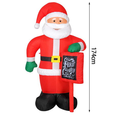 Gonfiabile Babbo Natale 174cm con LED per Esterno e Interno Natalizio Impermeabile