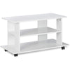 Mobile TV in Legno MDF con Ruote e 2 Ripiani Porta Televisore Moderno 80x40x45 cm Bianco