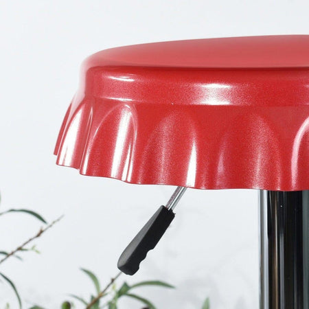Set 2 Sgabelli Bar Cucina Girevoli Design Tappo Bottiglia Regolabili Rosso Cromati