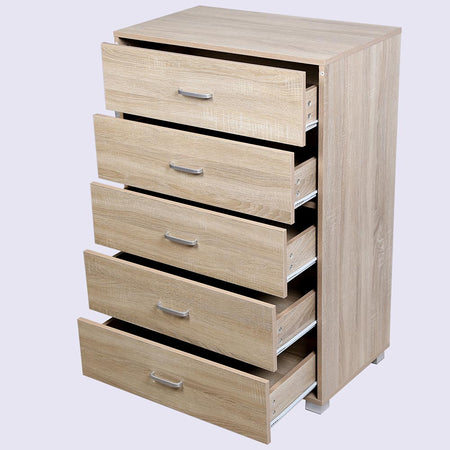 Cassettiera 5 Cassetti Multiuso Settimino Moderno Salvaspazio in Legno Mdf 68x40H100cm