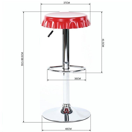 Set 2 Sgabelli Bar Cucina Girevoli Design Tappo Bottiglia Regolabili Rosso Cromati
