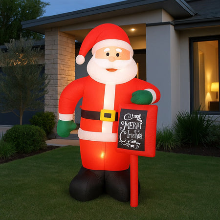 Gonfiabile Babbo Natale 174cm con LED per Esterno e Interno Natalizio Impermeabile