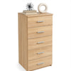 Cassettiera 5 Cassetti Multiuso Settimino Moderno Salvaspazio in Legno Mdf 108cm Quercia