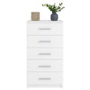 Cassettiera 5 Cassetti Multiuso Settimino Moderno Salvaspazio in Legno Mdf 108cm Bianco