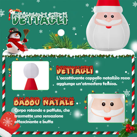 Gonfiabile di Babbo Natale XXL Decorazione Natalizia Luminosa da Esterno 250 cm