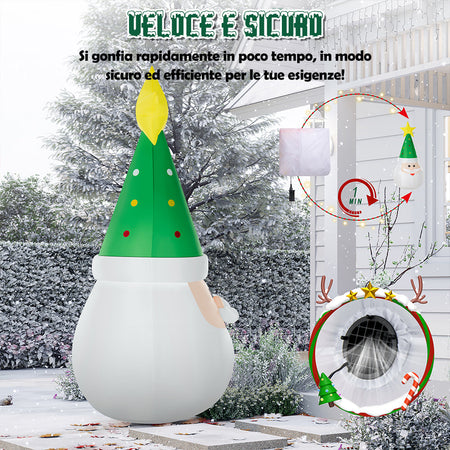 Gonfiabile di Babbo Natale XXL Decorazione LED Natalizia Addobbo Esterno 250 cm