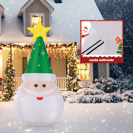 Gonfiabile di Babbo Natale XXL Decorazione LED Natalizia Addobbo Esterno 250 cm