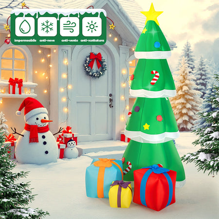Gonfiabile Albero di Natale XXL Decorazione LED Natalizia Addobbo Esterno 240 cm