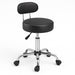 Sgabello Lavoro 5Ruote Girevole in Acciaio Schienale Alto Altezza Regolabile Nero