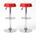 Set 2 Sgabelli Bar Cucina Girevoli Design Tappo Bottiglia Regolabili Rosso Cromati