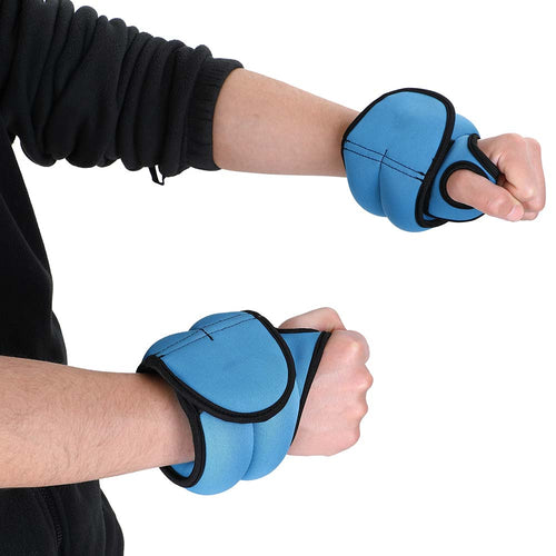 Kit 2 Pesi Allenamento Fitness 1KG Regolabili per Polsi e Caviglie Blu Nero