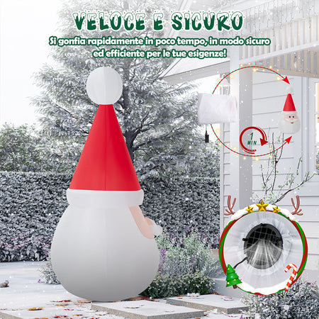 Gonfiabile Babbo Natale Grande Altezza 250 Cm Con Illuminazione Led Per Esterno