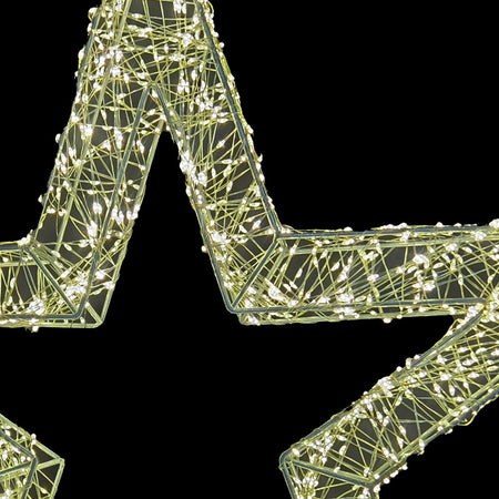 Stella Luminosa di Natale 3D in Metallo con  1440 LED luce calda Larghezza 50 cm