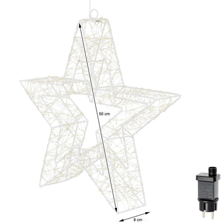 Stella Luminosa di Natale 3D in Metallo con  1440 LED luce calda Larghezza 50 cm