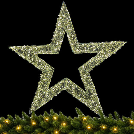 Stella Luminosa di Natale 3D in Metallo con 1800 LED luce calda Larghezza 58 cm