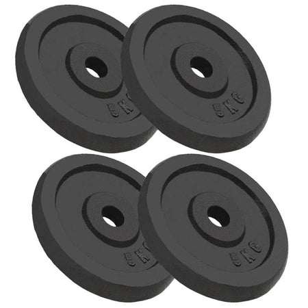 Set Di 4 Dischi Per Pesi Manubri Da 5 Kg In Ghisa Bilanciere F 30mm Colore Nero