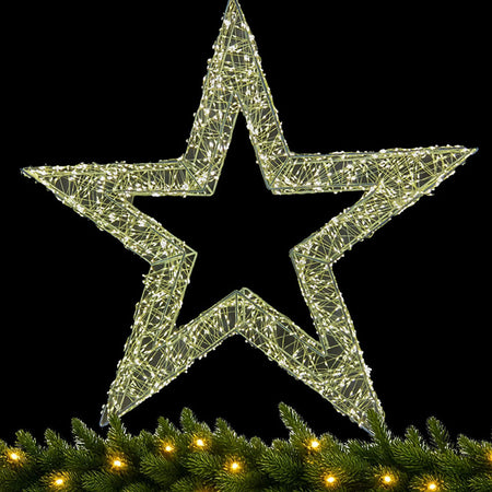 Stella Luminosa di Natale 3D in Metallo con 2400 LED luce calda Larghezza 70 cm