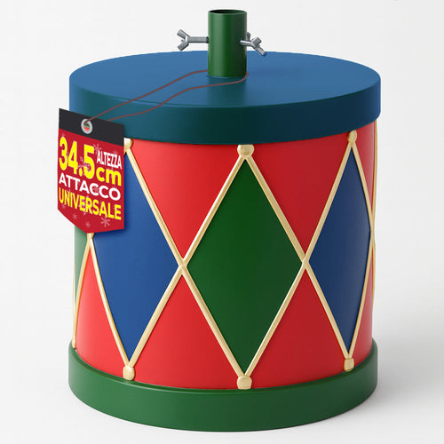 Base Albero di Natale Tamburo 35x34.5cm Attacco Universale Decorazione Natalizia