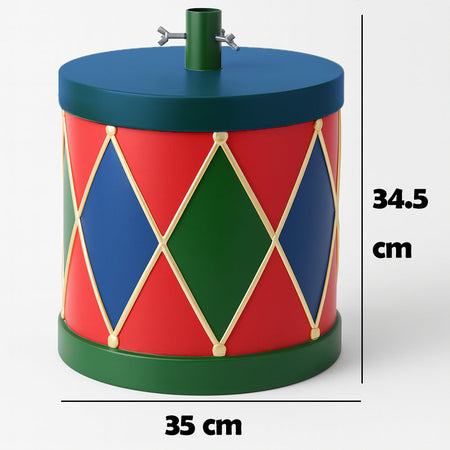 Base Albero di Natale Tamburo 35x34.5cm Attacco Universale Decorazione Natalizia