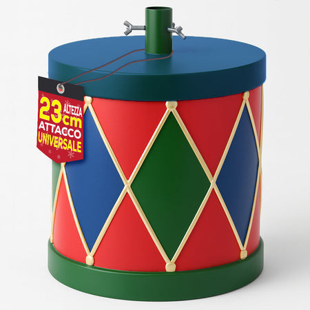 Base Albero di Natale Tamburo 22x23cm Attacco Universale Decorazione Natalizia