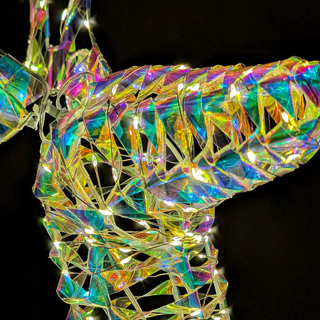 Renna Luminosa Natalizia Bianco Iridescente 120cm con 500 LED Addobbo di Natale