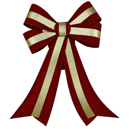 Fiocco Natalizio Fuoriporta 45x75 Rosso e Oro Decoro Addobbo Porta per Natale