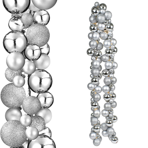 Ghirlanda Natalizia 142 Palline Natale 180cm Festone con LED Natalizio Argento