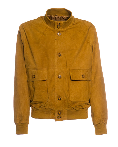 Polo Uomo - Bomber Cammello in vera pelle camoscio