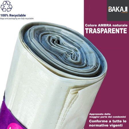 50 x Sacchi per spazzatura Grandi Ambra Trasparenti e Resistenti 90 x 120 cm LDPE