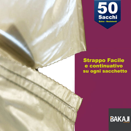 50 x Sacchi per spazzatura Grandi Ambra Trasparenti e Resistenti 90 x 120 cm LDPE