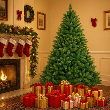 Albero di Natale Verde Canberra 240 cm Foltissimo con 1586 Punte Rami Innesto