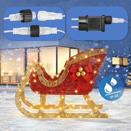 Renna Natalizia con Slitta Luminosa per Esterno 8 Funzioni Bianco Caldo Natale