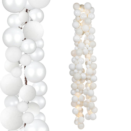 Ghirlanda Natalizia 180cm 142 Palline e Luci Led per Decorazioni Natalizie Bianco