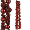 Ghirlanda Natalizia 180cm 142 Palline e Luci Led per Decorazioni Natalizie Rosso