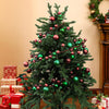 Ghirlanda Natalizia 180cm 142 Palline e Luci Led per Decorazioni Natalizie Rosso e Verde