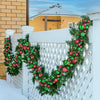 Ghirlanda Natalizia 180cm 142 Palline e Luci Led per Decorazioni Natalizie Rosso e Verde