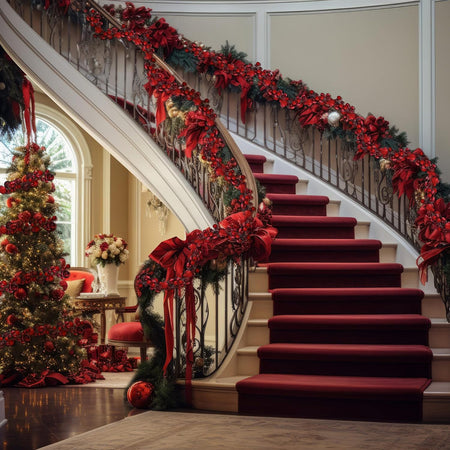 Ghirlanda Natalizia 180cm 142 Palline e Luci Led per Decorazioni Natalizie Rosso