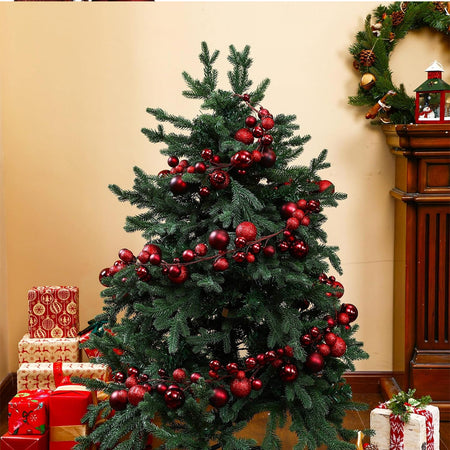 Ghirlanda Natalizia 180cm 142 Palline e Luci Led per Decorazioni Natalizie Rosso