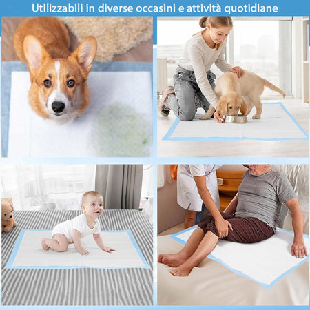 120 x Traversine per Cani tappetini igienici con adesivi Super assorbenti 60x60 cm