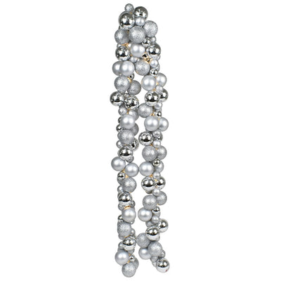 Ghirlanda Natalizia 180cm 142 Palline e Luci Led per Decorazioni Natalizie Argento