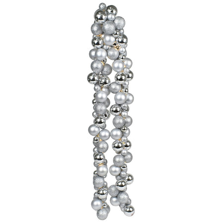 Ghirlanda Natalizia 180cm 142 Palline e Luci Led per Decorazioni Natalizie Argento